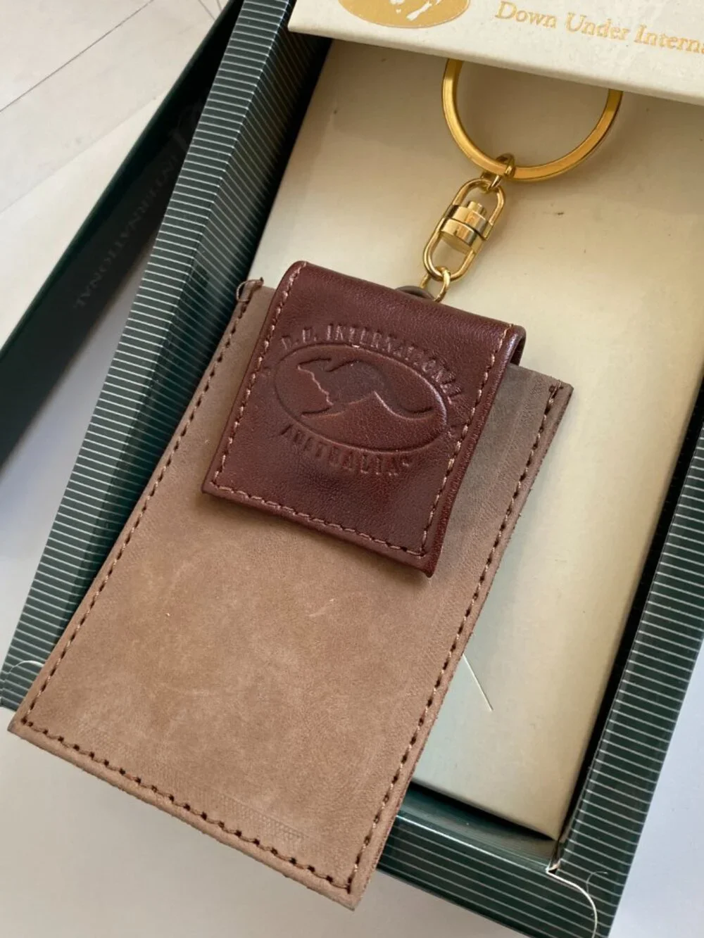 Vtg Down Under Int. Leather Keychain Pouch Handcrafted Designer Collection Aust